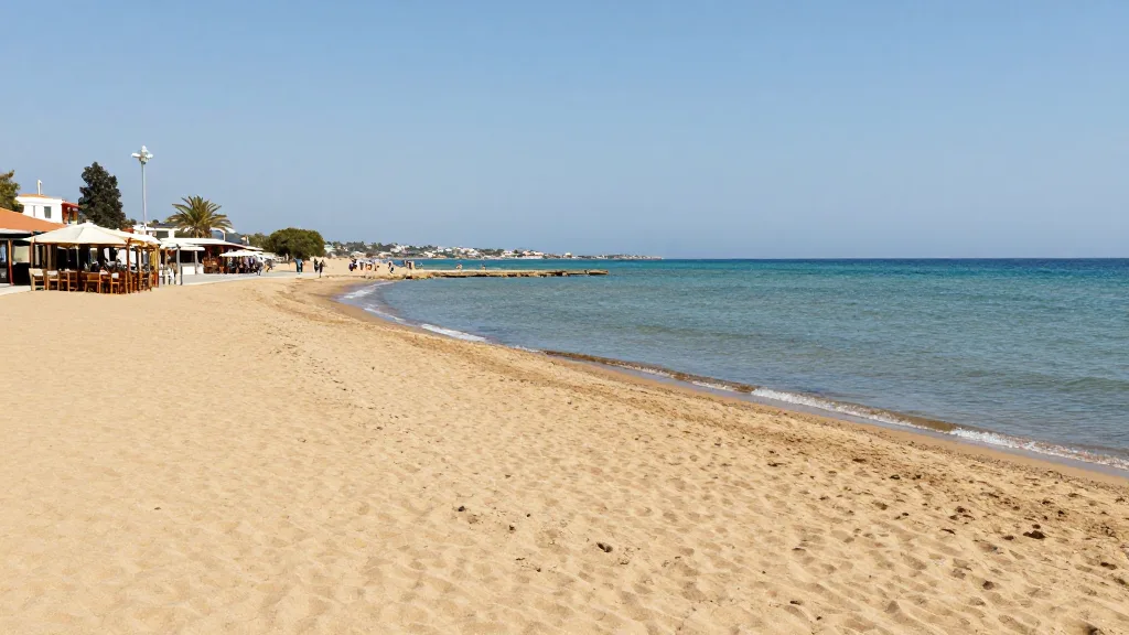 La plage de sable de Stalida en Crète